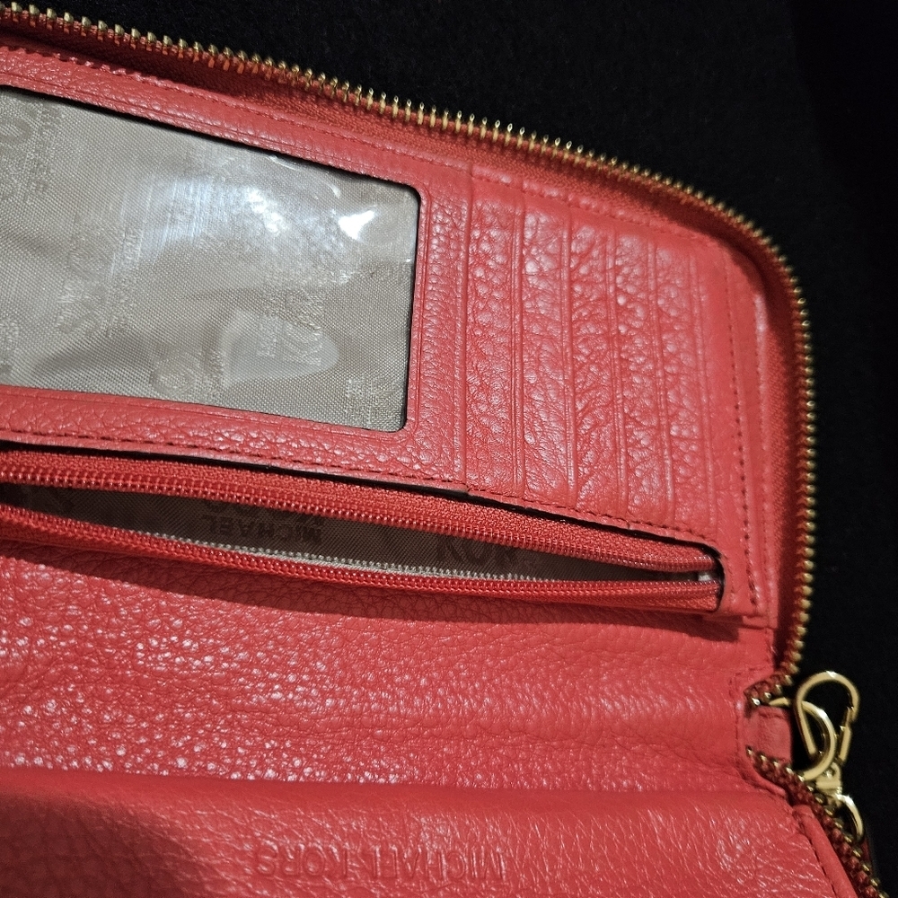 Michael Kors Coral Color Wristlet-Soft Pebble Leather - Picture 8 of 16